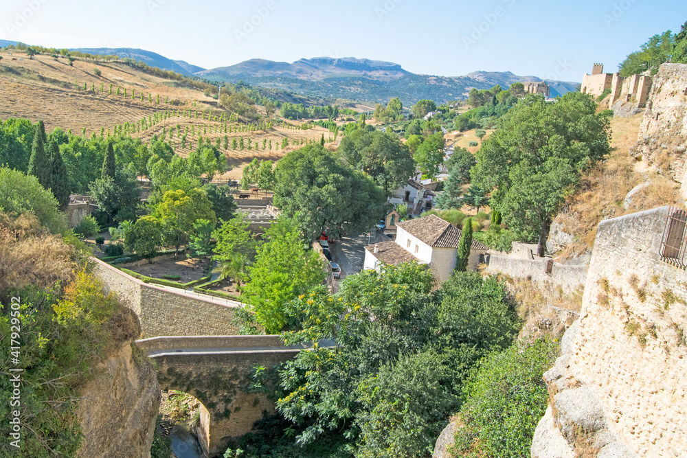 Medieval bridge in the beautiful town of Ronda, Malaga, Andalusia, Spain