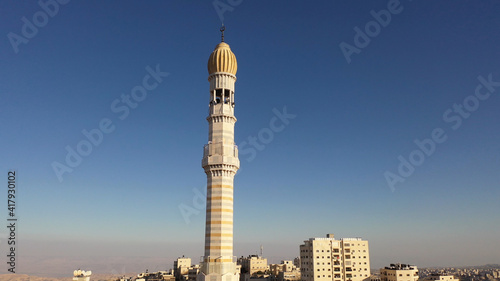 Mosque Tower minaret in Anata Refugees Camp, Jerusalem,aerial view
Drone view from east Jerusalem, close to pisgat zeev neighbourhood, Judean desert
 photo