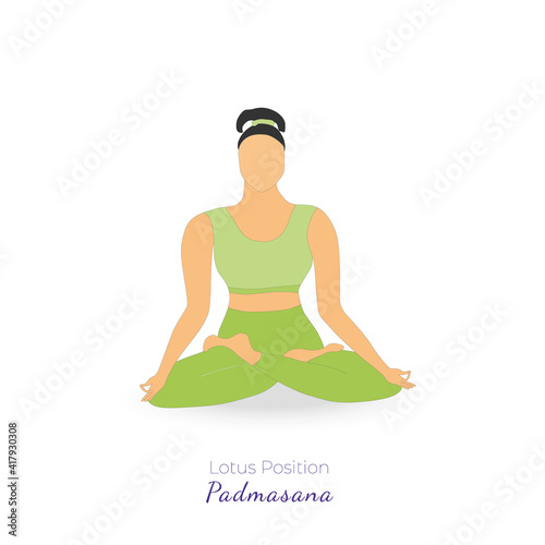 Single Isolated Women Meditating in Lotus Pose