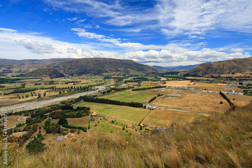 Aerial view of rural landscape around Wanaka