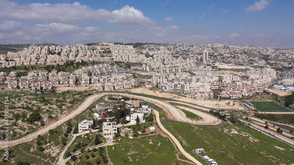 Aerial view over Israeli settlement Har Homa
Drone view over Har Homa Also called Homat Shmuel Close to Bethlehem 
