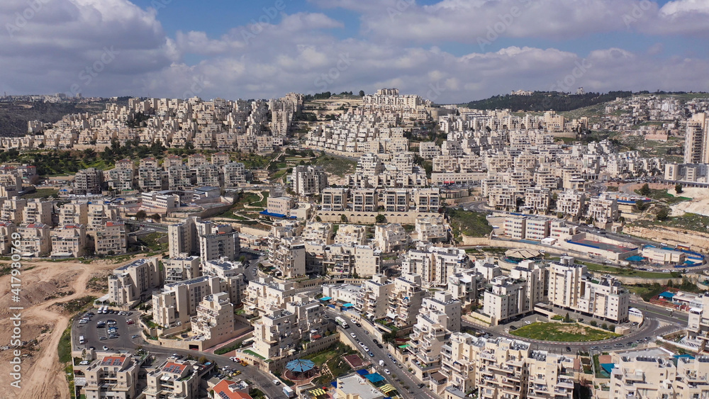 Aerial view over Israeli settlement Har Homa
Drone view over Har Homa Also called Homat Shmuel Close to Bethlehem 
