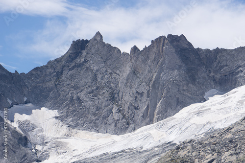 The peaks and glaciers of the Forno valley: a valley in the Engadine, near the village of Maloja, Switzerland - August 2020. © Roberto