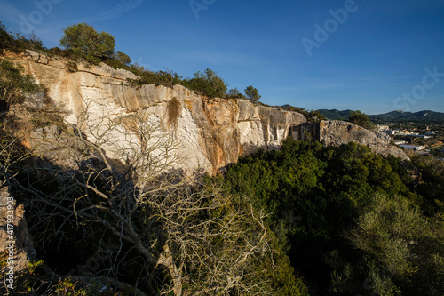 old sandstone quarry, Sa Mola, Felanitx, Mallorca, Balearic Islands, Spain photo