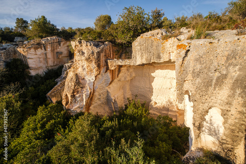 old sandstone quarry, Sa Mola, Felanitx, Mallorca, Balearic Islands, Spain photo