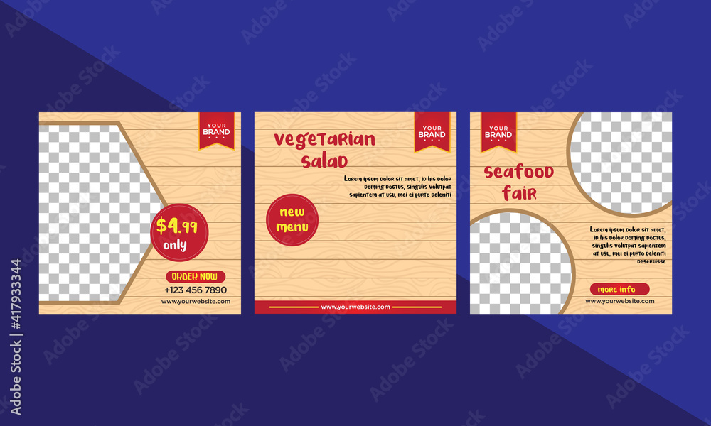 Fototapeta Editable delicious fast food social media post templates
