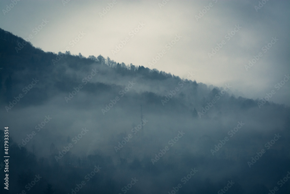misty mountains landscape with trees misty mountains landscape with trees