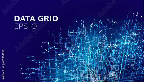 Business technology abstract vector background. Tech grid data circuit