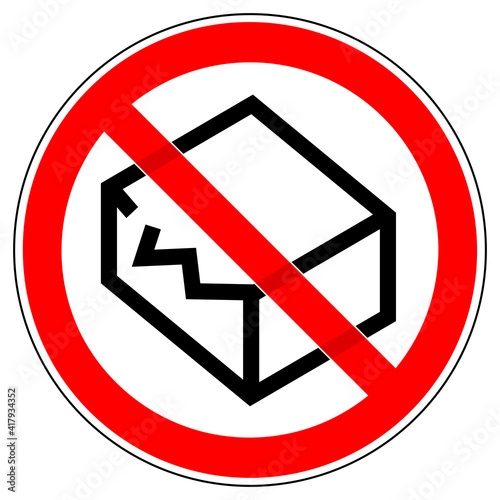 Quadro su tela srr595 SignRoundRed - german - Verbotszeichen - Nicht verwenden wenn Verpackung beschädigt