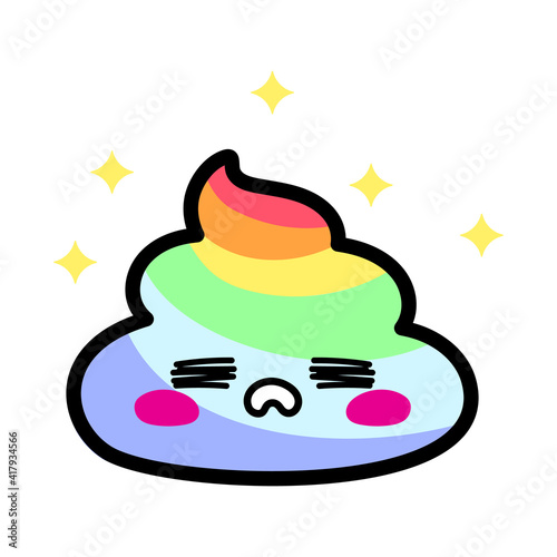 Kawaii foam or whipped cream icon in rainbow colors – isolated vector illustration on a white background