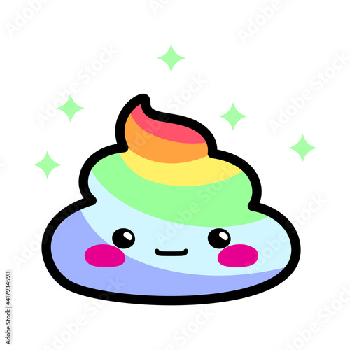 Kawaii foam or whipped cream icon in rainbow colors – isolated vector illustration on a white background