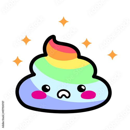 Kawaii foam or whipped cream icon in rainbow colors – isolated vector illustration on a white background