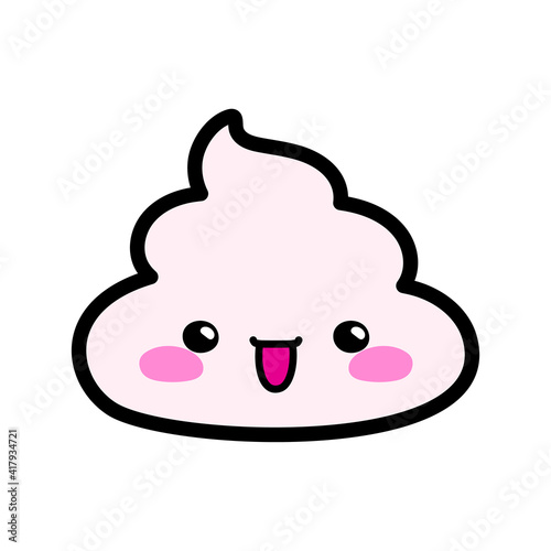 Kawaii foam or whipped cream icon in pastel pink color – isolated vector illustration on a white background