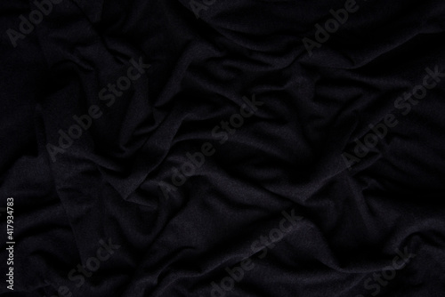 Black cloth background and texture, Grooved of black fabric abstract