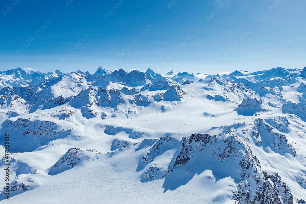 winter mountain landscape in switzerland, nendaz winter mountain landscape in switzerland, nendaz