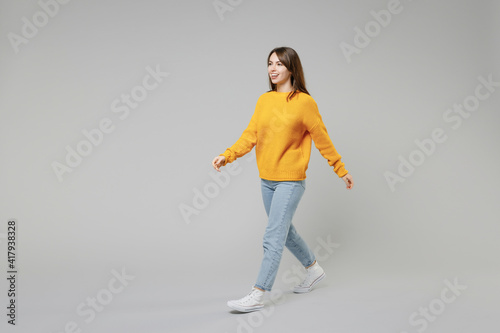 Obraz na płótnie Full length of young smiling positive student caucasian happy cheerful optimisti