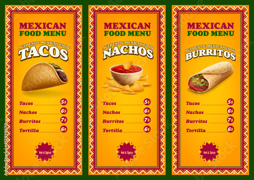 menu with Mexican food price list © mollicart