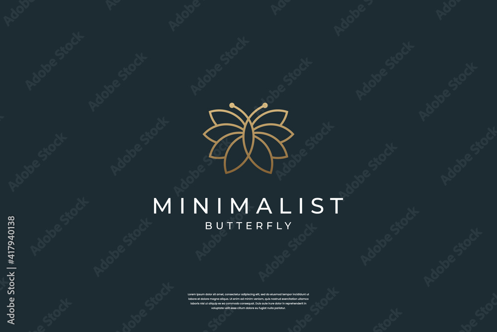 Minimalist elegant Butterfly logo design with line art style Minimalist elegant Butterfly logo design with line art style