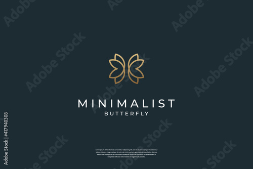 Minimalist elegant Butterfly logo design symbol