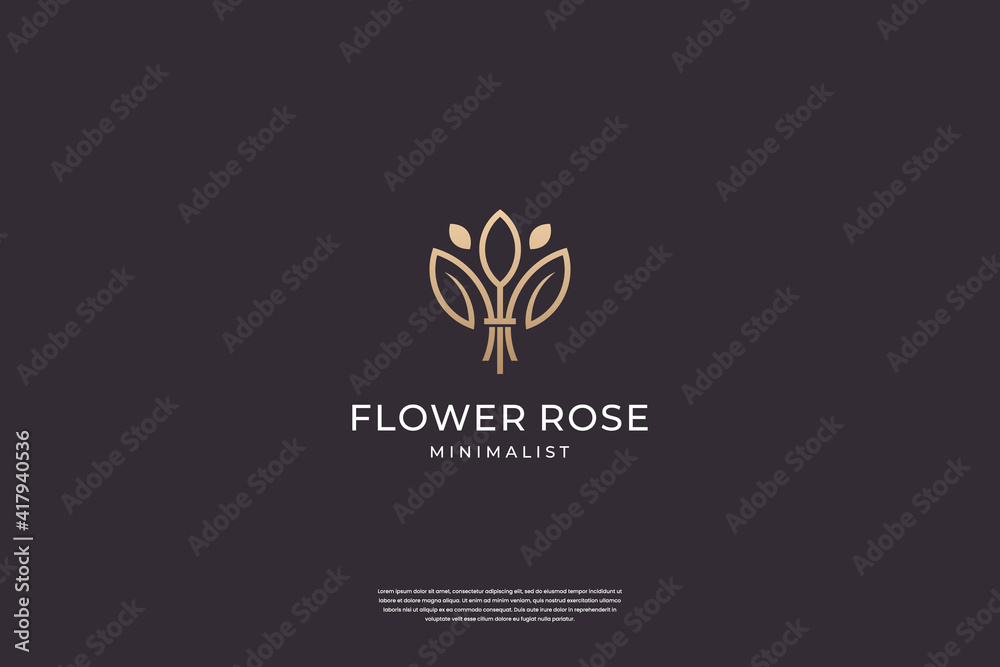 Minimalist elegant Flower logo design with line art style Minimalist elegant Flower logo design with line art style