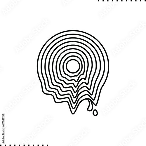 melting rings, vinyl record melts vector icon in outlines