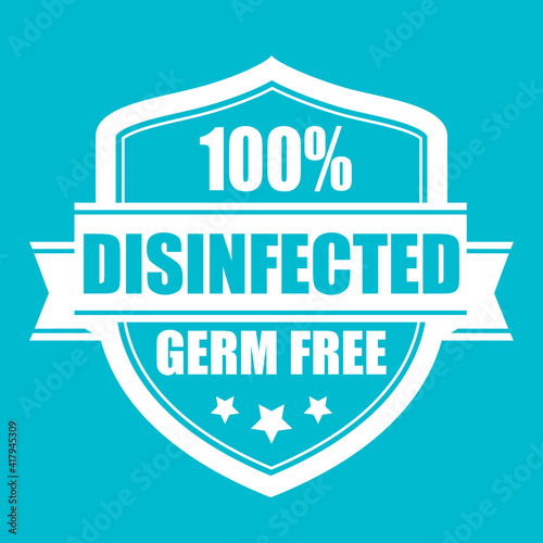 Disinfected shield icon, antibacterial protection