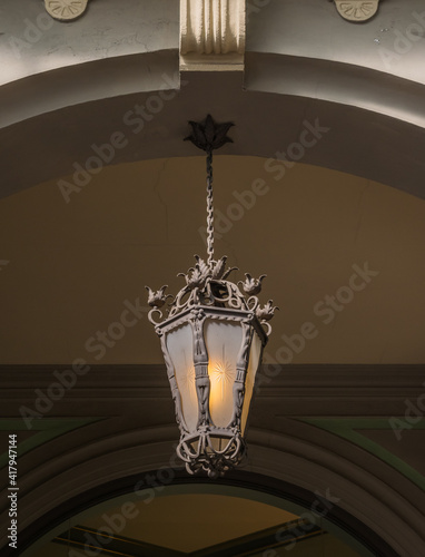 street lamp on the ramblas at teatre Liceu, Barcelona, Spain photo