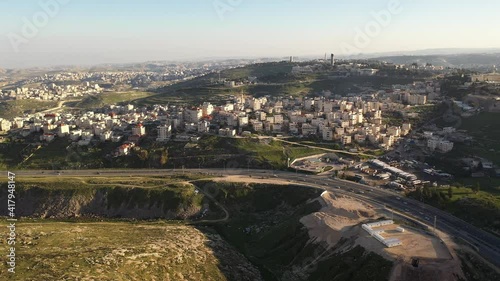 Isawiya Arab neighbourhood in East jerusalem- aerial view
Drone view frm east Jerusalem close to Anata refugees Camp
 photo