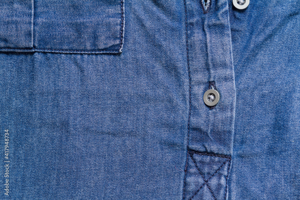 Blue denim clothing top view background
