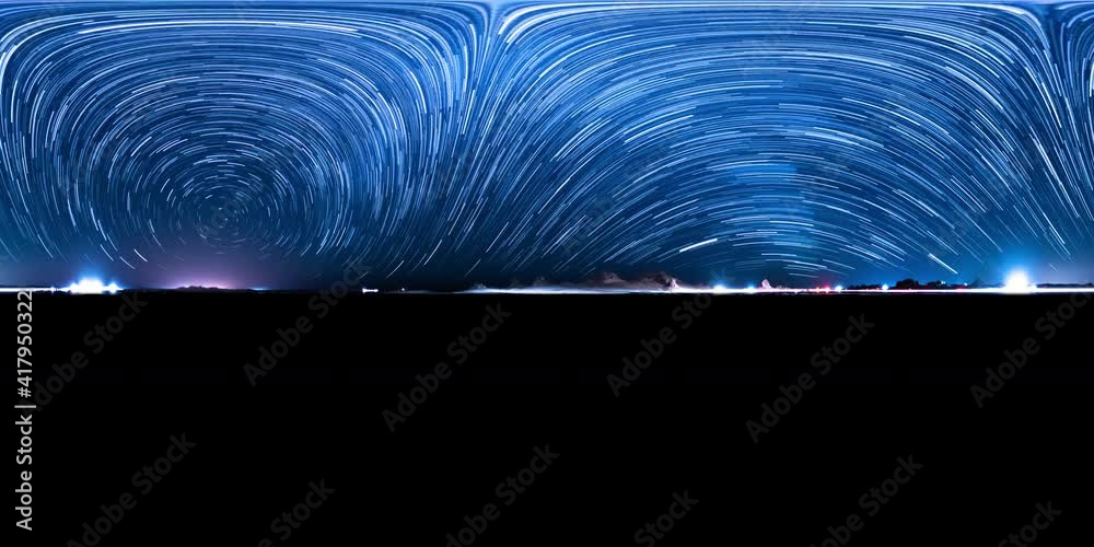 360 VR Startrails of Milky Way Galaxy Polaris North Star Trona Pinnacles Mojave Desert California USA Astrophotography Time Lapse Equirectangular