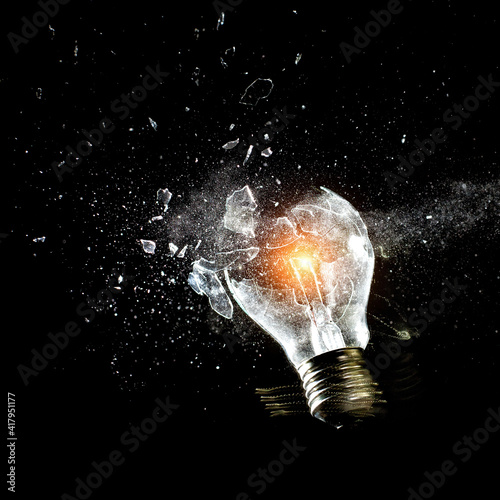 close up image of electric bulb explosion