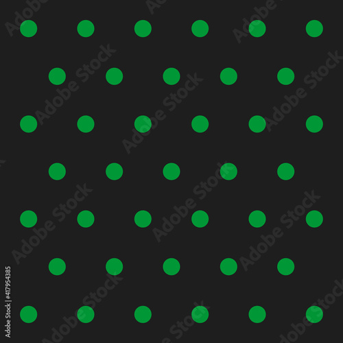 St. Patricks day pattern polka dots. Template background in black and green polka dots . Seamless fabric texture. Vector illustration