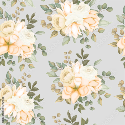 Modern floral seamless pattern with soft flowers © mariadeta