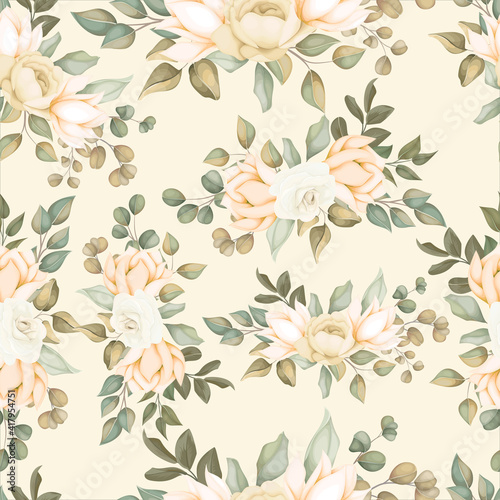 Modern floral seamless pattern with soft flowers
