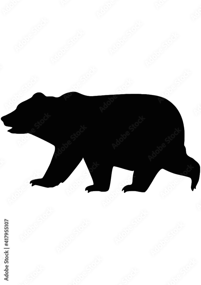 Fototapeta premium Grizzly bear or polar bear silhouette flat vector icon for animal wildlife