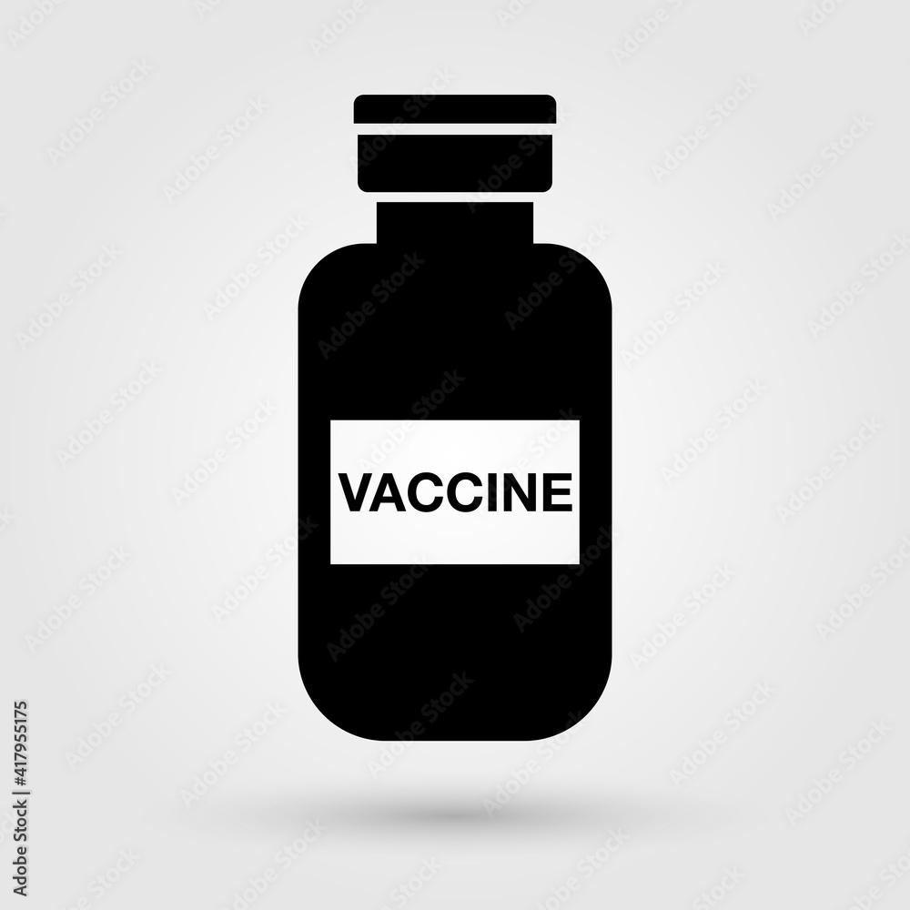 Obraz premium Vaccine vial icon. Coronavirus disease treatment symbol.