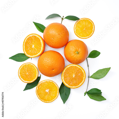 fresh various orange slices isolated on white