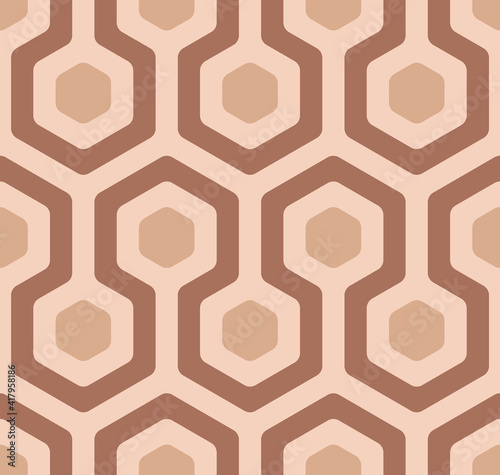 Seamless geometric pattern. Abstract background of hexagon figure. Pastel wrapping paper and fabric texture