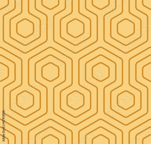 Seamless linear geometric pattern. Abstract background of hexagon figure. Pastel wrapping paper and fabric texture