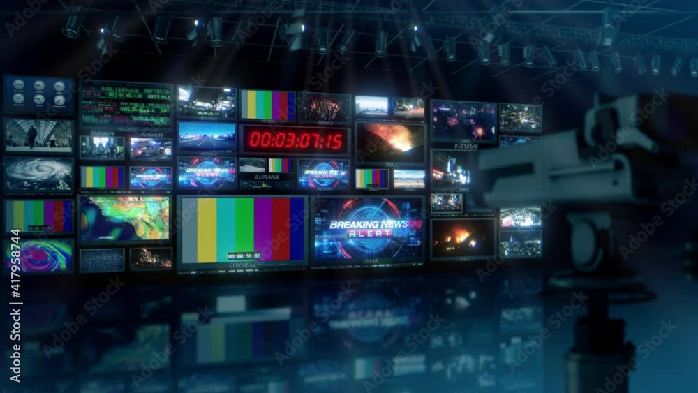 TV Broadcast News Virtual Studio Set - Background Loop 4K