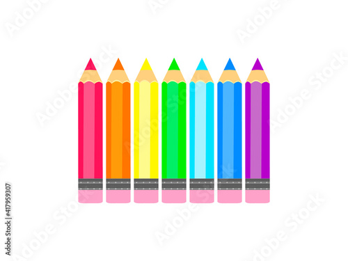 Flat pencils isolated on a white background. Vector stock illustration for card or poster