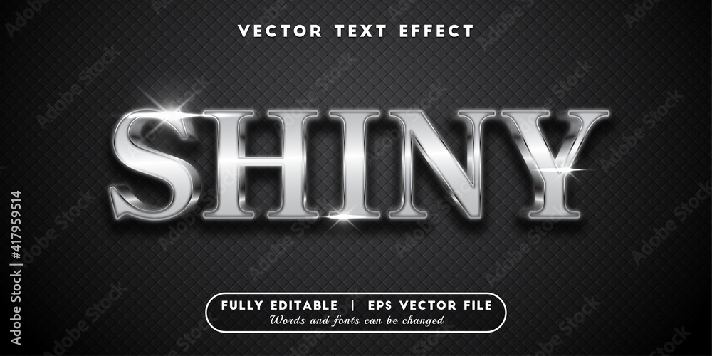 Text Effect 3D Shiny Silver, Editable Text Style