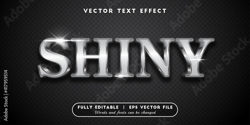 Text Effect 3D Shiny Silver, Editable Text Style