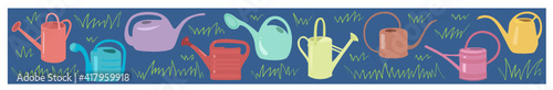 Garden watering cans horizontal banner