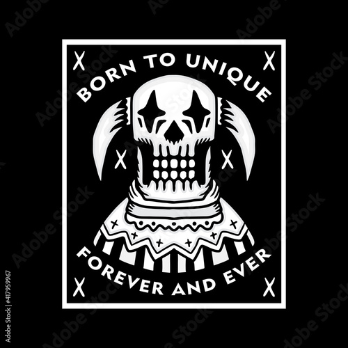 vintage design of clown skull. illustration for poster, logo, sticker, or apparel merchandise.