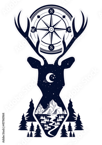 reindeer and windrose