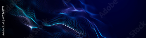 Futuristic point wave. Abstract background with a dynamic wave.Connecting background. Abstract wave. Artificial intelligence. Big data technology 3d rendering photo