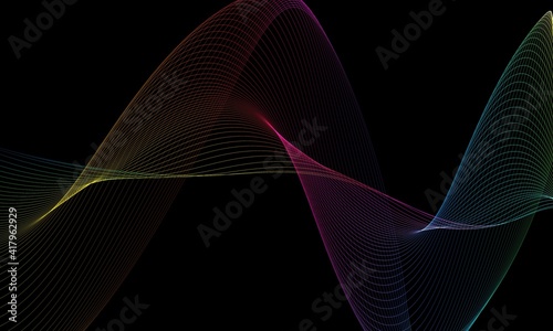Abstract colourful wave on a black background	