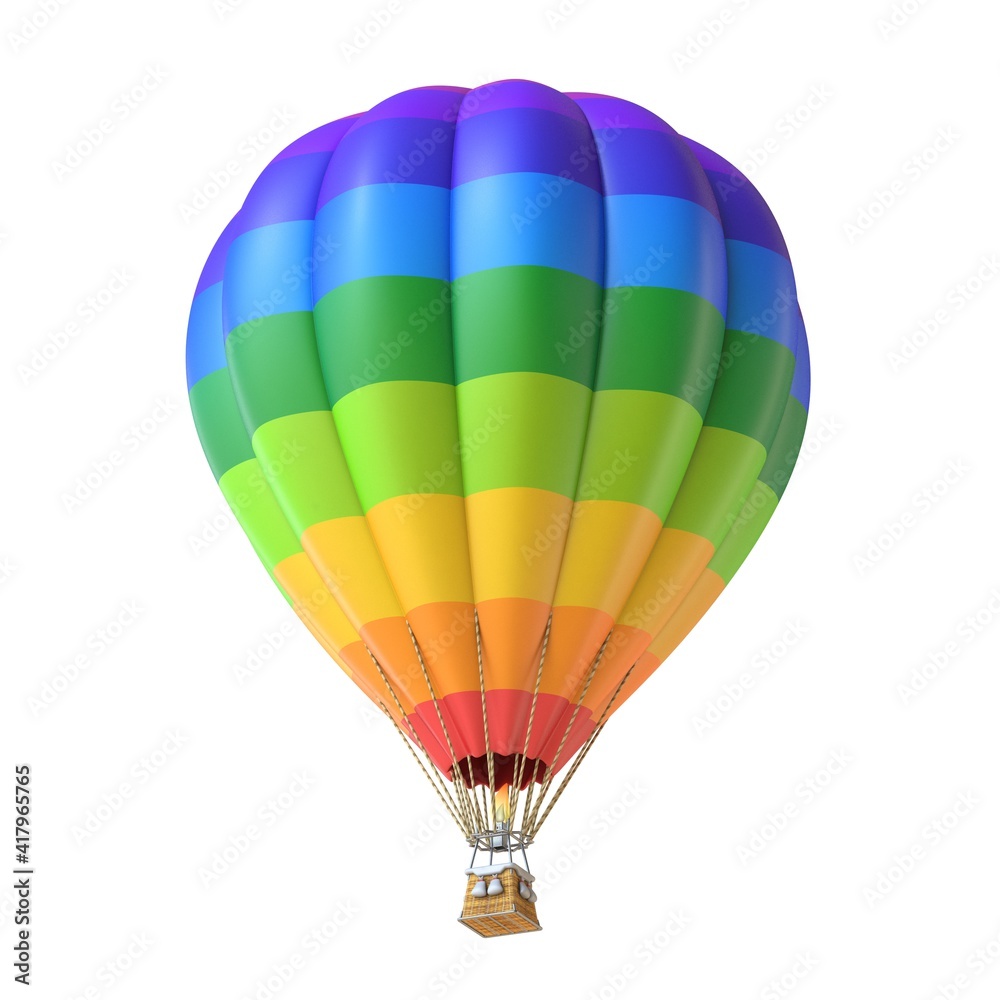 Naklejka premium Rainbow colored hot air balloon 3D