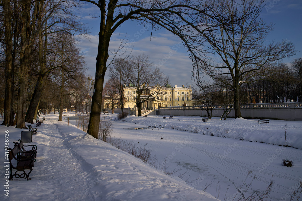 City park in winter scenery. City park in winter scenery.